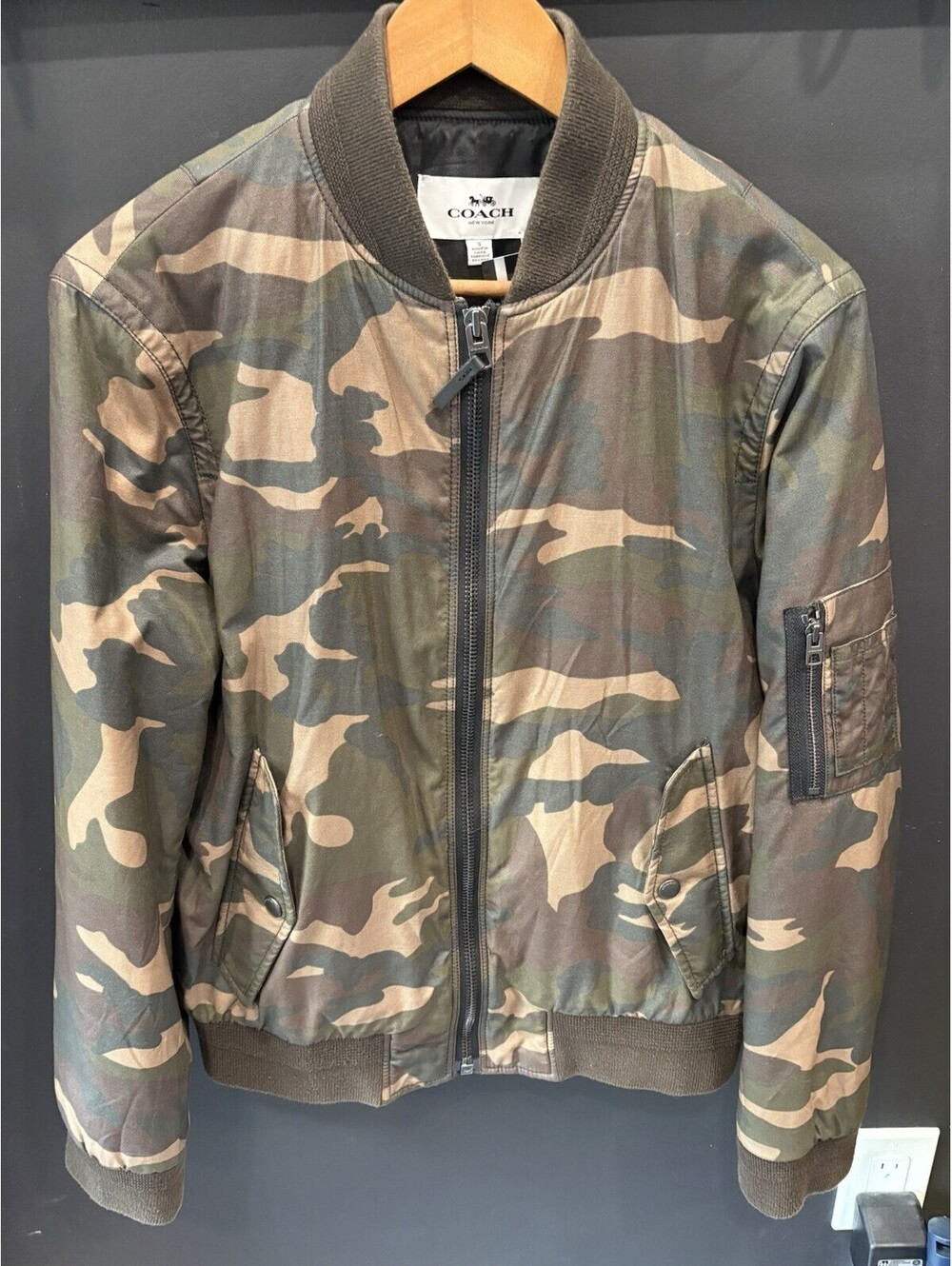Vintage Coach Men’s Camo Bomber Jacket